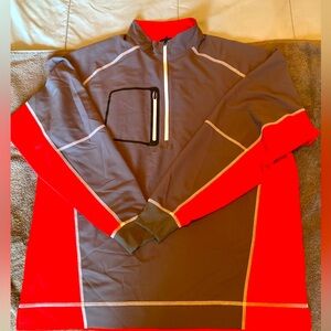 Footjoy Red Grey Light Weight 1/4 Zip With Chest Pocket.